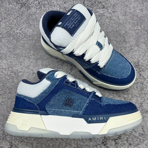 AMIRI Indigo & White Vintage Denim MA-1 Sneakers - Picture 1 of 6